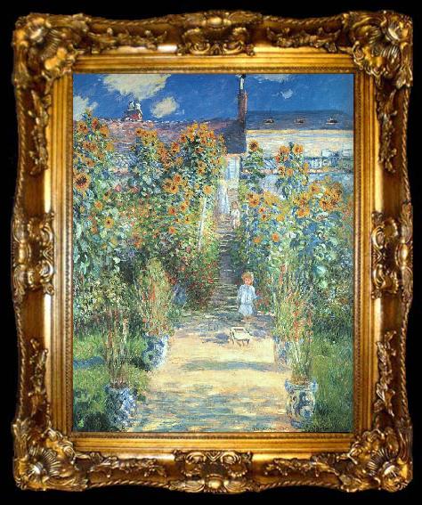 framed  Claude Monet Artist s Garden at Vetheuil, ta009-2